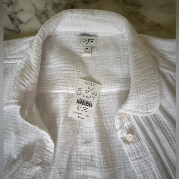 NWT J Crew Factory Gauze Button-Up
White Gauze Shirt 100% Cotton Various Sizes - Picture 6 of 16